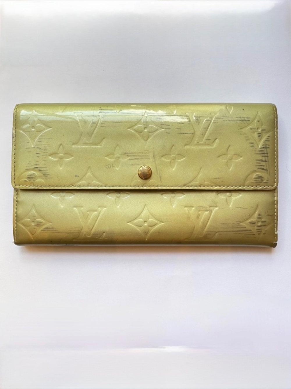 Louis Vuitton Vernis Sarah Wallet Beige Leather